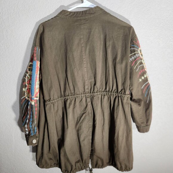 JCL Olive Green Embroidered Jacket S/M Boho Embroidery - Picture 8 of 16